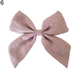 Fashion Women Big Bowknot Solid Color Linen Hair Clip Hairpin Party Headwear