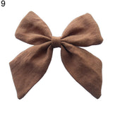 Fashion Women Big Bowknot Solid Color Linen Hair Clip Hairpin Party Headwear