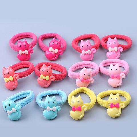 6Pcs Baby Toddler Girl Cartoon Animal Fruit Ponytail Holder Hair Rope Ring Tie