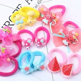 6Pcs Baby Toddler Girl Cartoon Animal Fruit Ponytail Holder Hair Rope Ring Tie