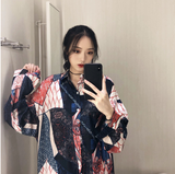 Loose printed shirt (Black One size)