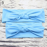 Baby Mother Headband Set Turban Bowknot Elastic Solid Color Hair Band Headwear