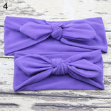 Baby Mother Headband Set Turban Bowknot Elastic Solid Color Hair Band Headwear
