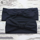 Baby Mother Headband Set Turban Bowknot Elastic Solid Color Hair Band Headwear