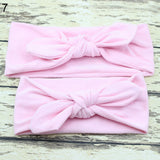 Baby Mother Headband Set Turban Bowknot Elastic Solid Color Hair Band Headwear