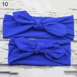 Baby Mother Headband Set Turban Bowknot Elastic Solid Color Hair Band Headwear
