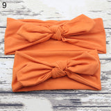 Baby Mother Headband Set Turban Bowknot Elastic Solid Color Hair Band Headwear