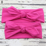 Baby Mother Headband Set Turban Bowknot Elastic Solid Color Hair Band Headwear
