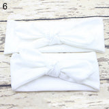 Baby Mother Headband Set Turban Bowknot Elastic Solid Color Hair Band Headwear