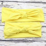 Baby Mother Headband Set Turban Bowknot Elastic Solid Color Hair Band Headwear