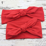 Baby Mother Headband Set Turban Bowknot Elastic Solid Color Hair Band Headwear
