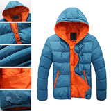 Men Winter Warm Down Jacket Casual Long Sleeve Padded Hooded Zipper Coat