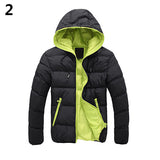 Men Winter Warm Down Jacket Casual Long Sleeve Padded Hooded Zipper Coat