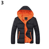 Men Winter Warm Down Jacket Casual Long Sleeve Padded Hooded Zipper Coat