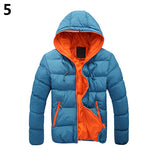 Men Winter Warm Down Jacket Casual Long Sleeve Padded Hooded Zipper Coat