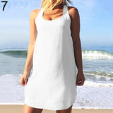 Women's Casual Chiffon Tank Dress Sleeveless Back Bowknot Mini Party Vestido