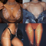 Fashion Shiny Rhinestone Bra Chest Body Chain Harness Necklace Jewelry Charm