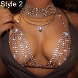 Fashion Shiny Rhinestone Bra Chest Body Chain Harness Necklace Jewelry Charm