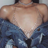 Fashion Shiny Rhinestone Bra Chest Body Chain Harness Necklace Jewelry Charm