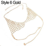 Fashion Shiny Rhinestone Bra Chest Body Chain Harness Necklace Jewelry Charm