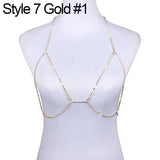 Fashion Shiny Rhinestone Bra Chest Body Chain Harness Necklace Jewelry Charm
