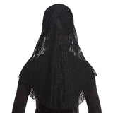 Moslem Islamic Women Full Cover Floral Lace Neck Head Hijab Wrap Cap + Scarf Set