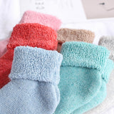 Winter Toddler Baby Boy Girl Solid Color Thicken Warm Stretchy Thermal Socks