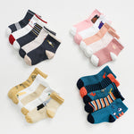 5 Pairs Cartoon Stripe Autumn Winter Baby Children Soft Breathable Cotton Socks