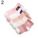 5 Pairs Cartoon Stripe Autumn Winter Baby Children Soft Breathable Cotton Socks