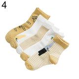 5 Pairs Cartoon Stripe Autumn Winter Baby Children Soft Breathable Cotton Socks