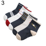 5 Pairs Cartoon Stripe Autumn Winter Baby Children Soft Breathable Cotton Socks
