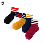5 Pairs Cartoon Stripe Autumn Winter Baby Children Soft Breathable Cotton Socks