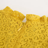 Summer Kids Baby Girl Solid Color Hollow Lace Pompom Short Sleeve O-Neck Dress
