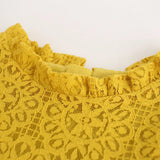 Summer Kids Baby Girl Solid Color Hollow Lace Pompom Short Sleeve O-Neck Dress