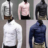 Men's Luxury Casual Formal Shirt Long Sleeve Slim Fit Business Dress Shirts Top - ENSEIGNE DENIS
