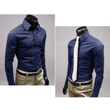 Men's Luxury Casual Formal Shirt Long Sleeve Slim Fit Business Dress Shirts Top - ENSEIGNE DENIS