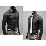 Men's Luxury Casual Formal Shirt Long Sleeve Slim Fit Business Dress Shirts Top - ENSEIGNE DENIS
