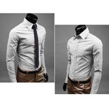 Men's Luxury Casual Formal Shirt Long Sleeve Slim Fit Business Dress Shirts Top - ENSEIGNE DENIS