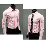 Men's Luxury Casual Formal Shirt Long Sleeve Slim Fit Business Dress Shirts Top - ENSEIGNE DENIS