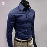 Men's Luxury Casual Formal Shirt Long Sleeve Slim Fit Business Dress Shirts Top - ENSEIGNE DENIS