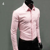 Men's Luxury Casual Formal Shirt Long Sleeve Slim Fit Business Dress Shirts Top - ENSEIGNE DENIS