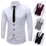 Men's Classic Formal Business Slim Fit Chain Dress Vest Suit Tuxedo Waistcoat