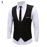 Men's Classic Formal Business Slim Fit Chain Dress Vest Suit Tuxedo Waistcoat
