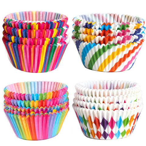 100Pcs Colorful Rainbow Cupcake Cake Case Muffin Baking Cup Birthday Party Decor