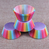 100Pcs Colorful Rainbow Cupcake Cake Case Muffin Baking Cup Birthday Party Decor