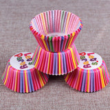100Pcs Colorful Rainbow Cupcake Cake Case Muffin Baking Cup Birthday Party Decor