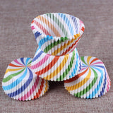 100Pcs Colorful Rainbow Cupcake Cake Case Muffin Baking Cup Birthday Party Decor