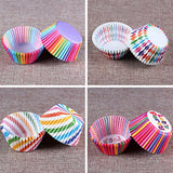 100Pcs Colorful Rainbow Cupcake Cake Case Muffin Baking Cup Birthday Party Decor