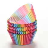 100Pcs Colorful Rainbow Cupcake Cake Case Muffin Baking Cup Birthday Party Decor