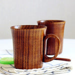 300-400ml Wooden Beer Tea Coffee Milk Water Cup Kitchen Bar Teaware Handle Mug